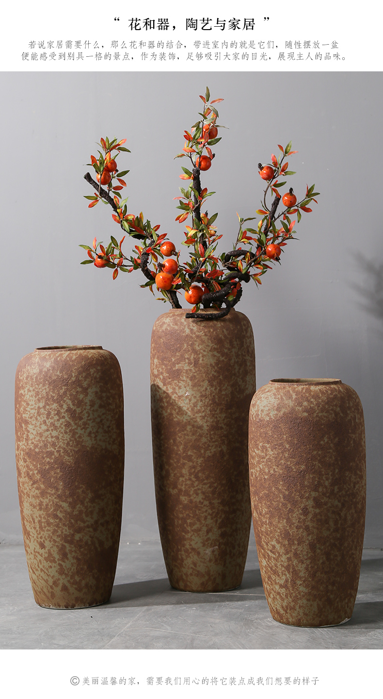 Jingdezhen ceramic vase landing Nordic I and contracted, dried flowers, flower arrangement sitting room adornment is placed to restore ancient ways pottery basin