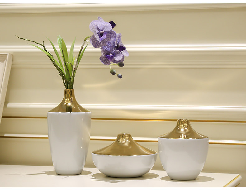Jingdezhen ceramic flower implement of new Chinese style porch light sitting room key-2 luxury furnishing articles flower vases, modern example room decorations