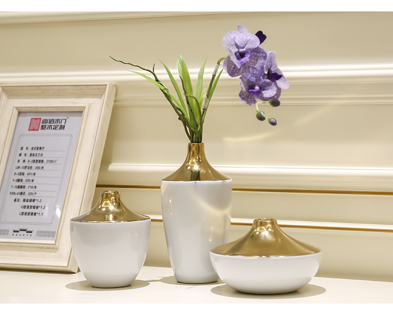Jingdezhen ceramic flower implement of new Chinese style porch light sitting room key-2 luxury furnishing articles flower vases, modern example room decorations