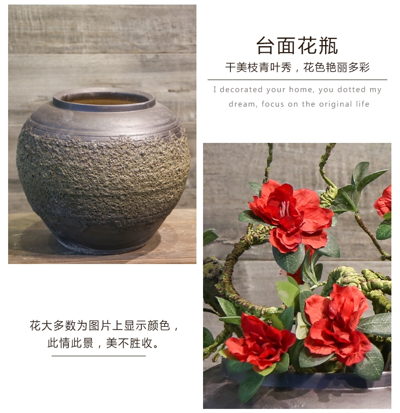 Jingdezhen ceramic coarse pottery vase furnishing articles mesa adornment restoring ancient ways between example villa simulation flower flower flower art