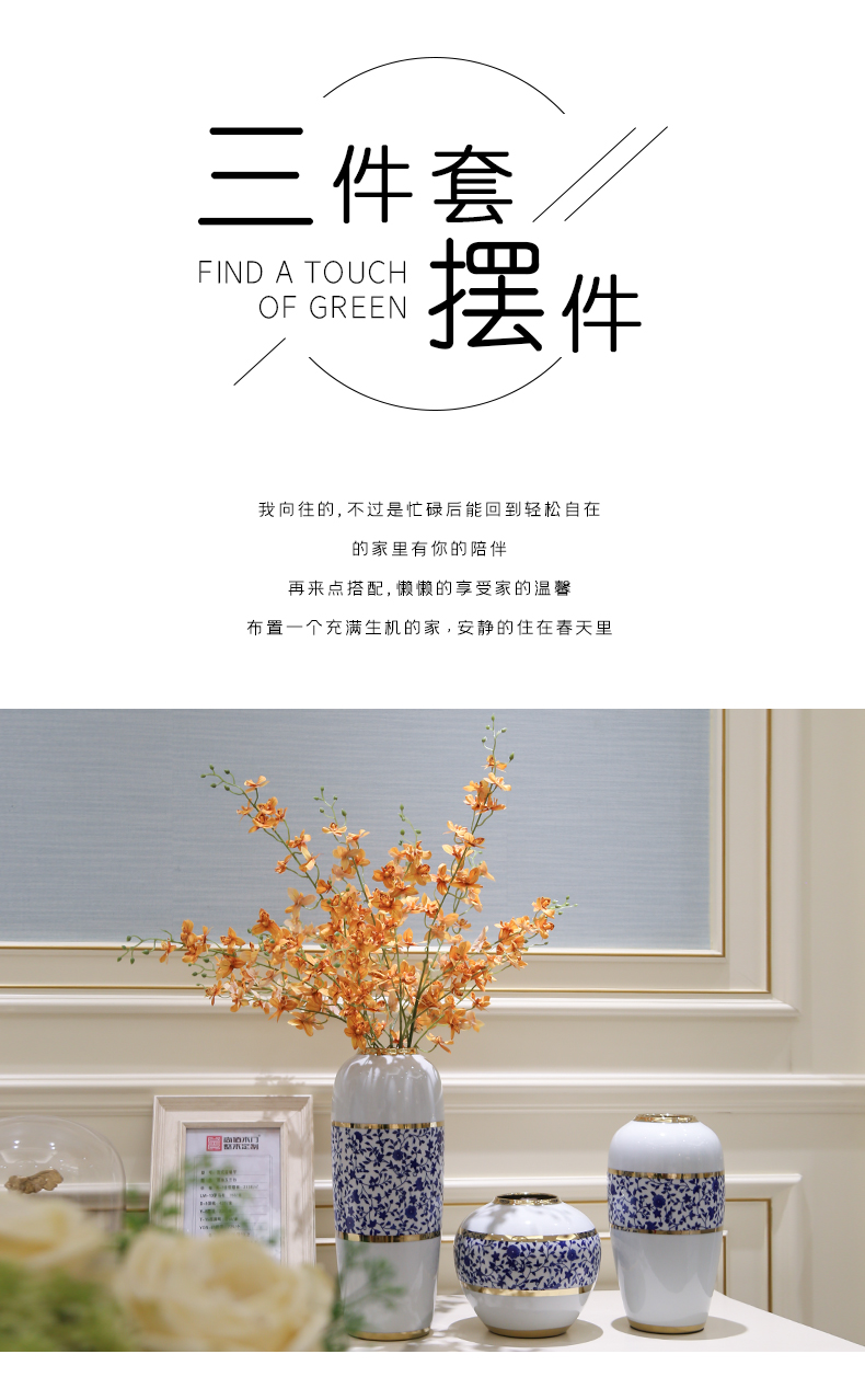 Mesa of jingdezhen blue and white porcelain light key-2 luxury European - style hand - made vases, flower arrangement sitting room porch creative decorative furnishing articles
