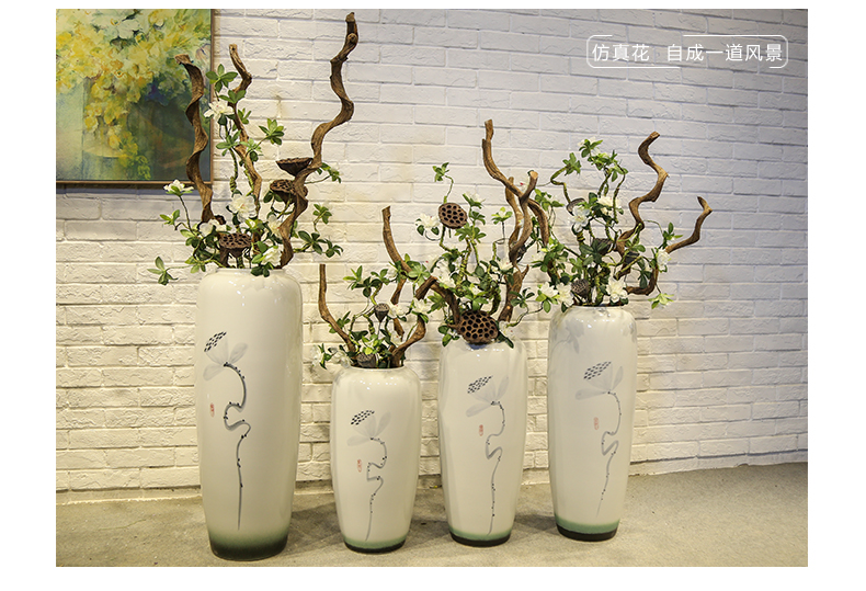 New Chinese style floor vase store clothing store, the sitting room is decorated flower implement jingdezhen ceramic flower receptacle, furnishing articles