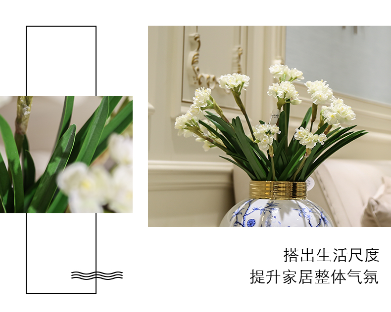 Jingdezhen ceramic porcelain simulation dried flower vase furnishing articles furnishing articles, the sitting room is the study of new Chinese style porch flower arranging decoration