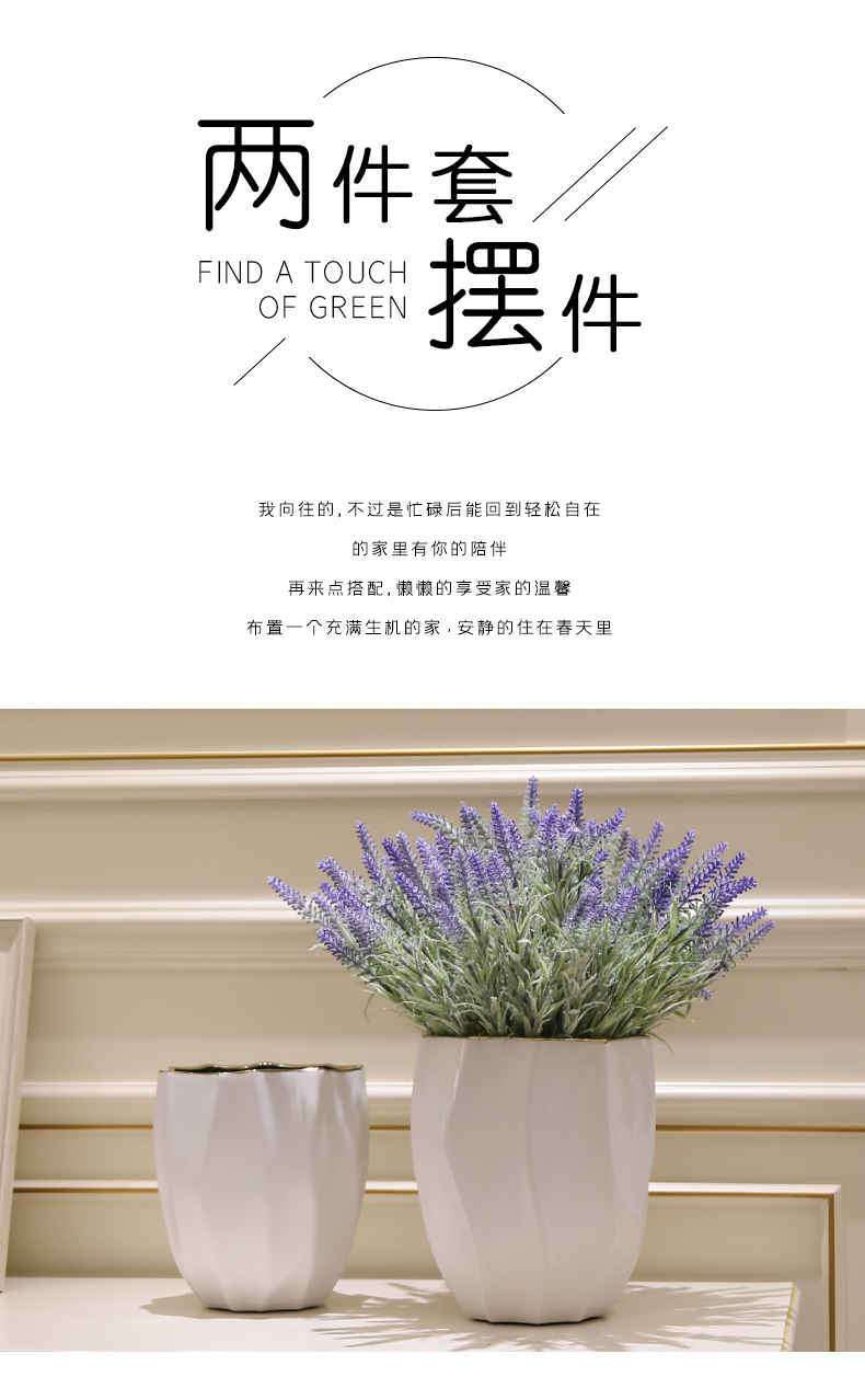 Contracted and I matte enrolled white ceramic vase home sitting room wide caliber hydroponic flower arranging furnishing articles creative decorations