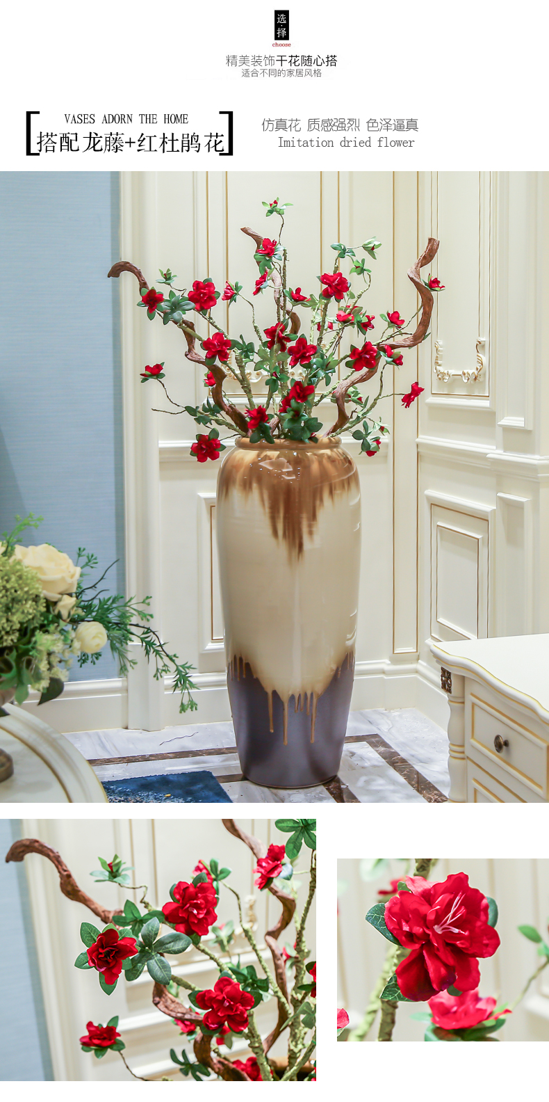 The ground ceramic big furnishing articles contracted and I sitting room vase floral potpourri, hotel, villa decoration decoration