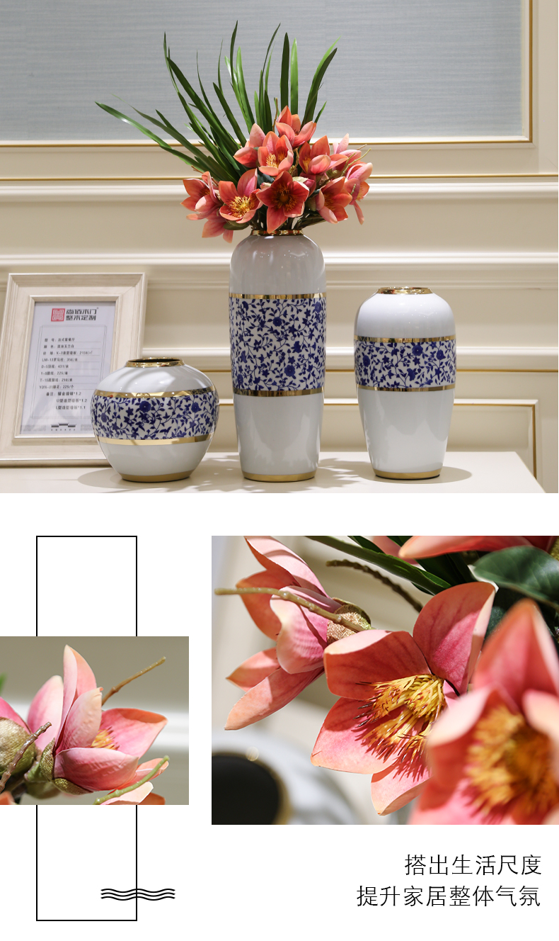 Mesa of jingdezhen blue and white porcelain light key-2 luxury European - style hand - made vases, flower arrangement sitting room porch creative decorative furnishing articles