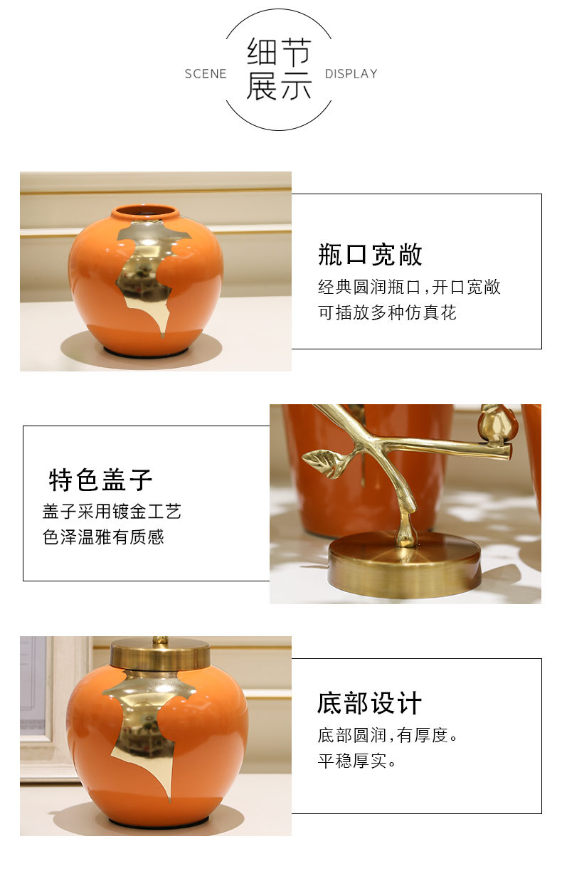 Light European - style key-2 luxury ceramic vase mesa creative furnishing articles sitting room simulation flowers, American home decoration decoration