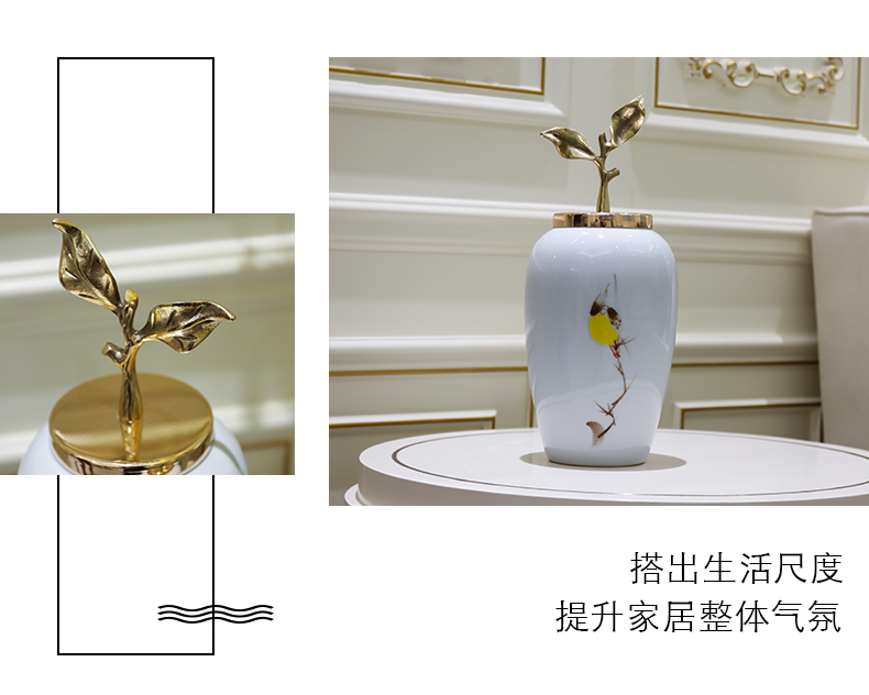 The Modern new Chinese vase household TV ark, porch place jingdezhen ceramic flower arranging dried flowers sitting room adornment