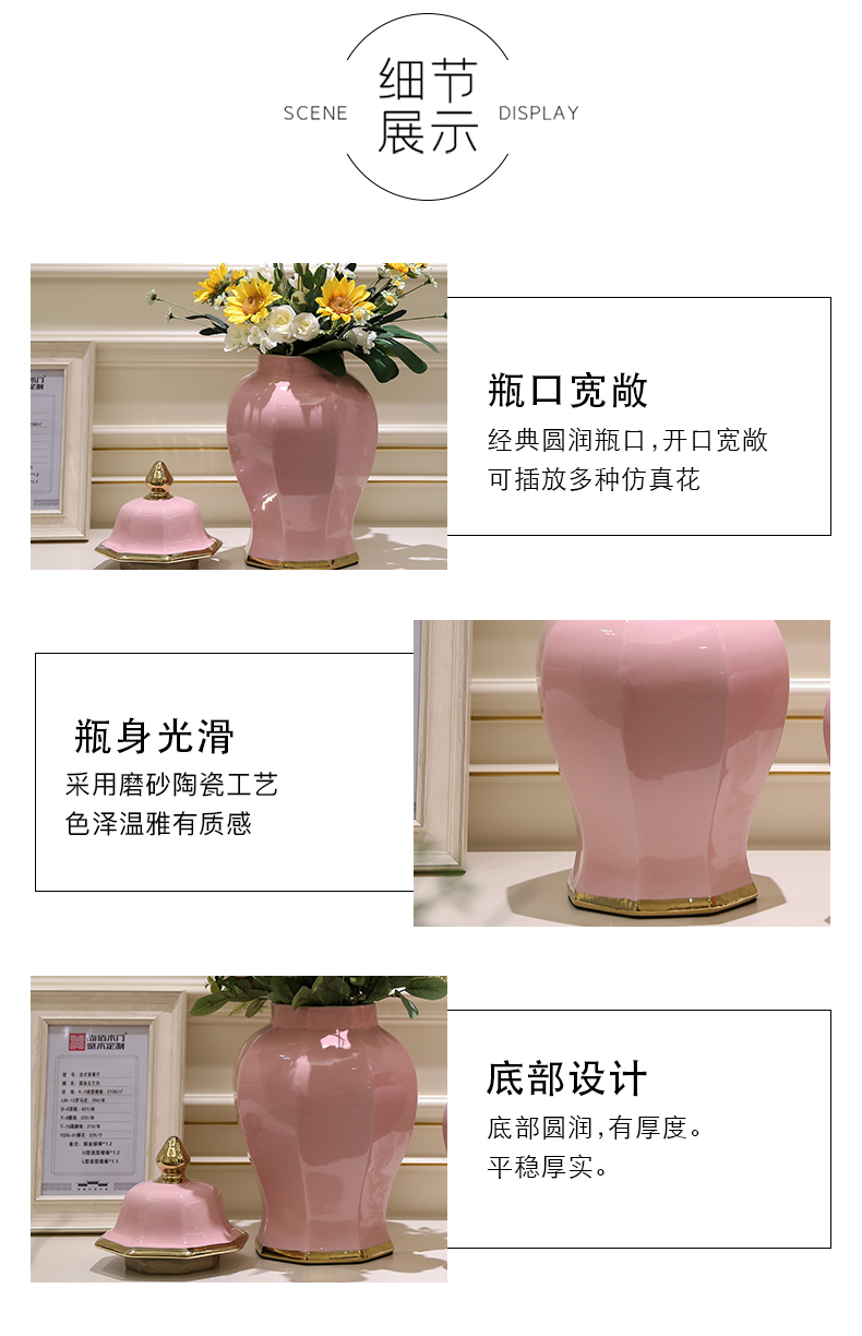 Jingdezhen decorates sitting room porch light European - style key-2 luxury furnishing articles vase simulation for household decoration flower flower arranging flowers