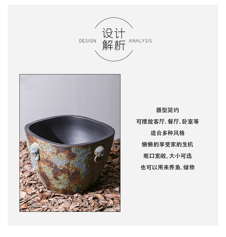 Jingdezhen ceramic retro large aquarium fish basin to the tortoise lotus lotus flower pot cylinder courtyard gardens furnishing articles