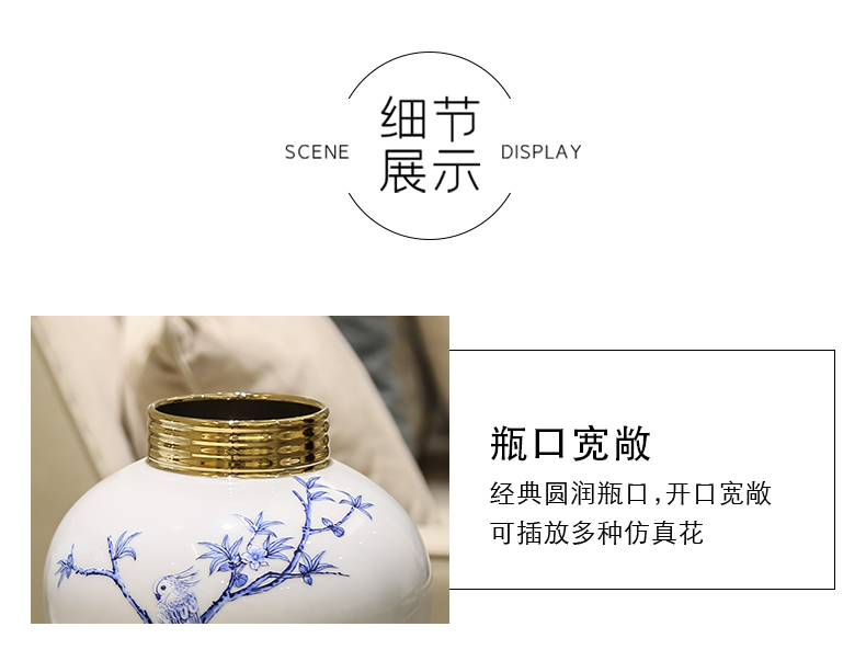 Jingdezhen ceramic porcelain simulation dried flower vase furnishing articles furnishing articles, the sitting room is the study of new Chinese style porch flower arranging decoration