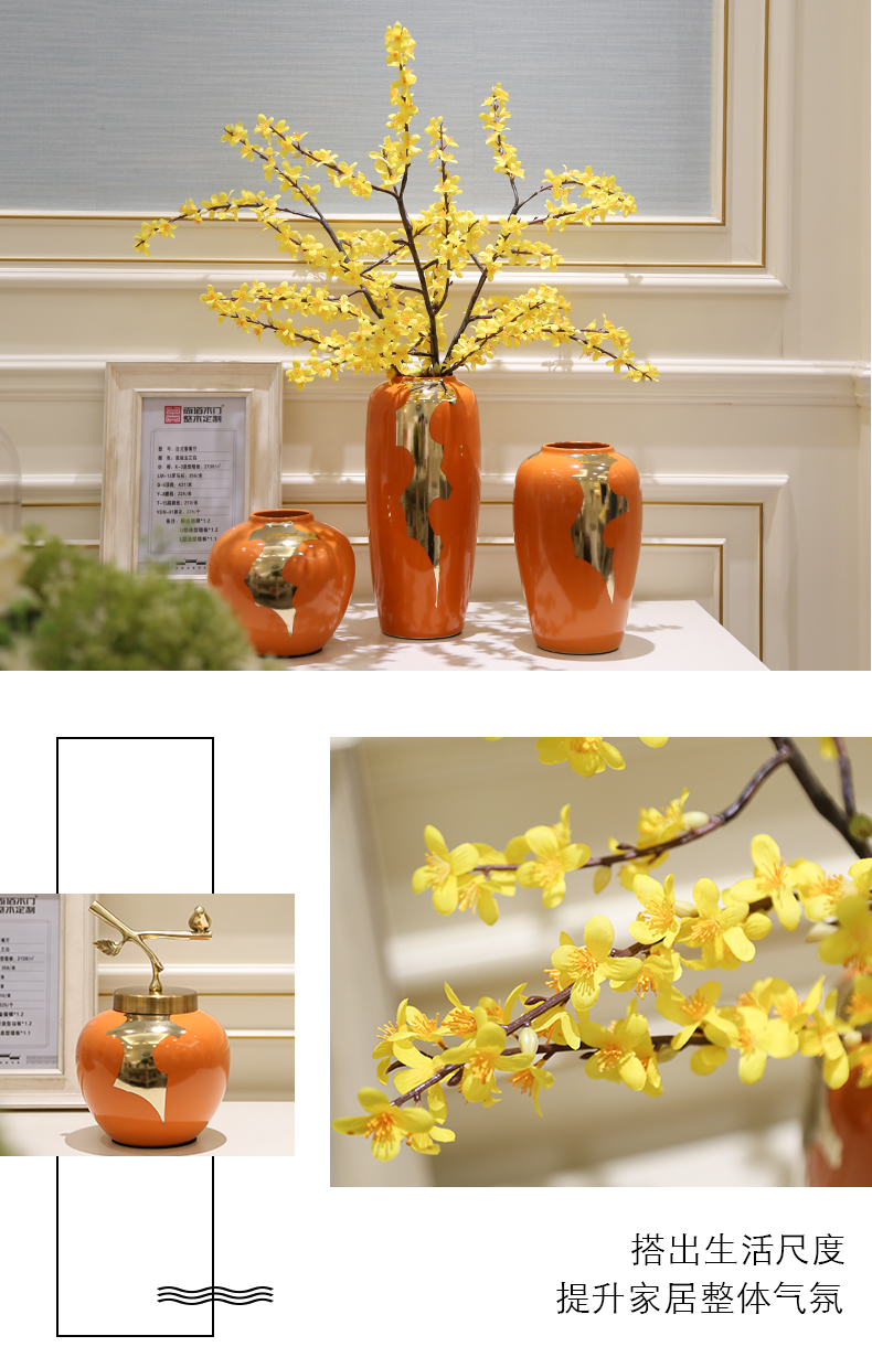 Light European - style key-2 luxury ceramic vase mesa creative furnishing articles sitting room simulation flowers, American home decoration decoration