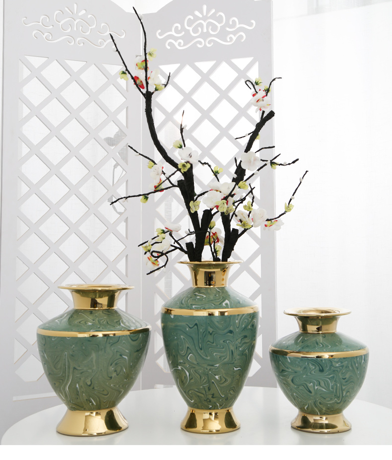 Jingdezhen new Chinese style decoration furnishing articles suit example room living room TV cabinet mesa porch vases, flower decoration
