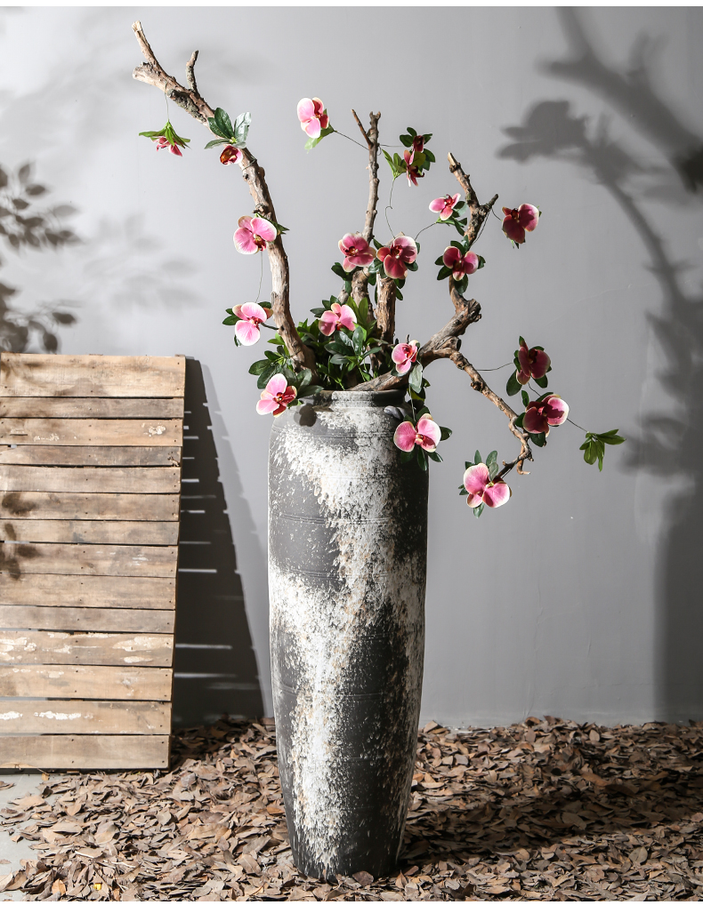 Chinese style restoring ancient ways of large ceramic vase furnishing articles pottery sitting room hotel decoration flower arranging dried flowers thick ceramic bottle