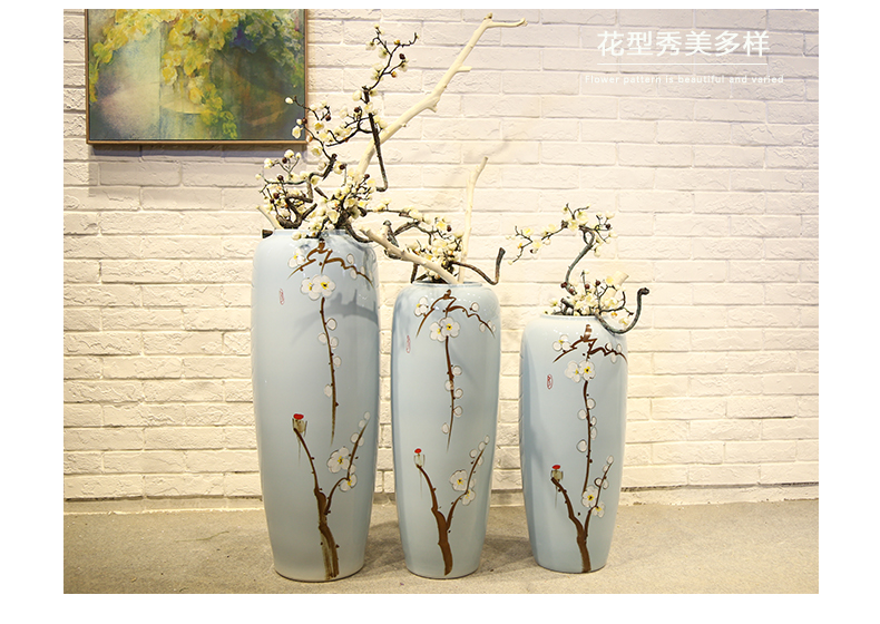 Jingdezhen ceramic vase mall cafe restaurant new Chinese style clothing decorative flower flower implement landing place