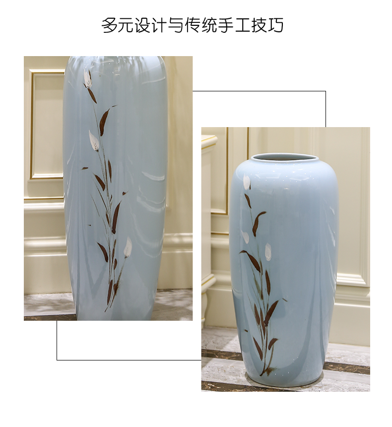 Jingdezhen ceramic vase landed furnishing articles hand - made I and contracted home sitting room of Chinese style porch dried flowers flower arrangement