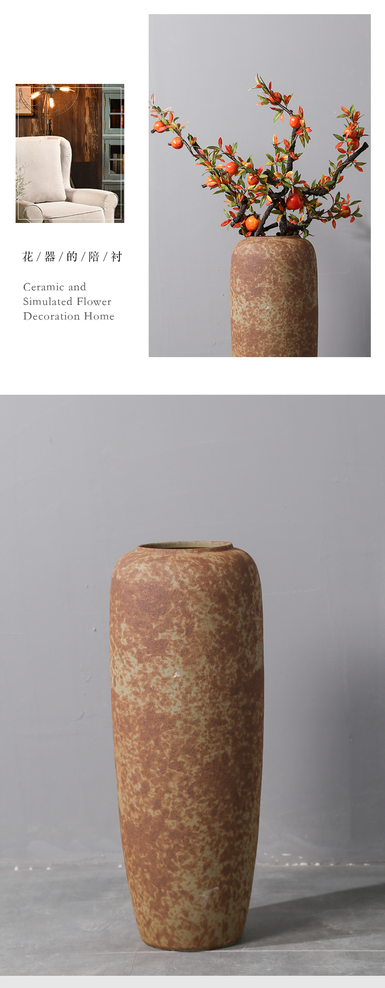 Jingdezhen ceramic vase landing Nordic I and contracted, dried flowers, flower arrangement sitting room adornment is placed to restore ancient ways pottery basin