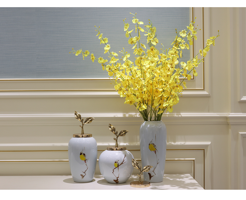 The Modern new Chinese vase household TV ark, porch place jingdezhen ceramic flower arranging dried flowers sitting room adornment