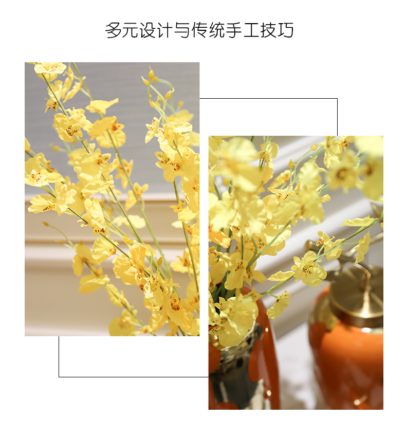 Light European - style key-2 luxury ceramic vase mesa creative furnishing articles sitting room simulation flowers, American home decoration decoration