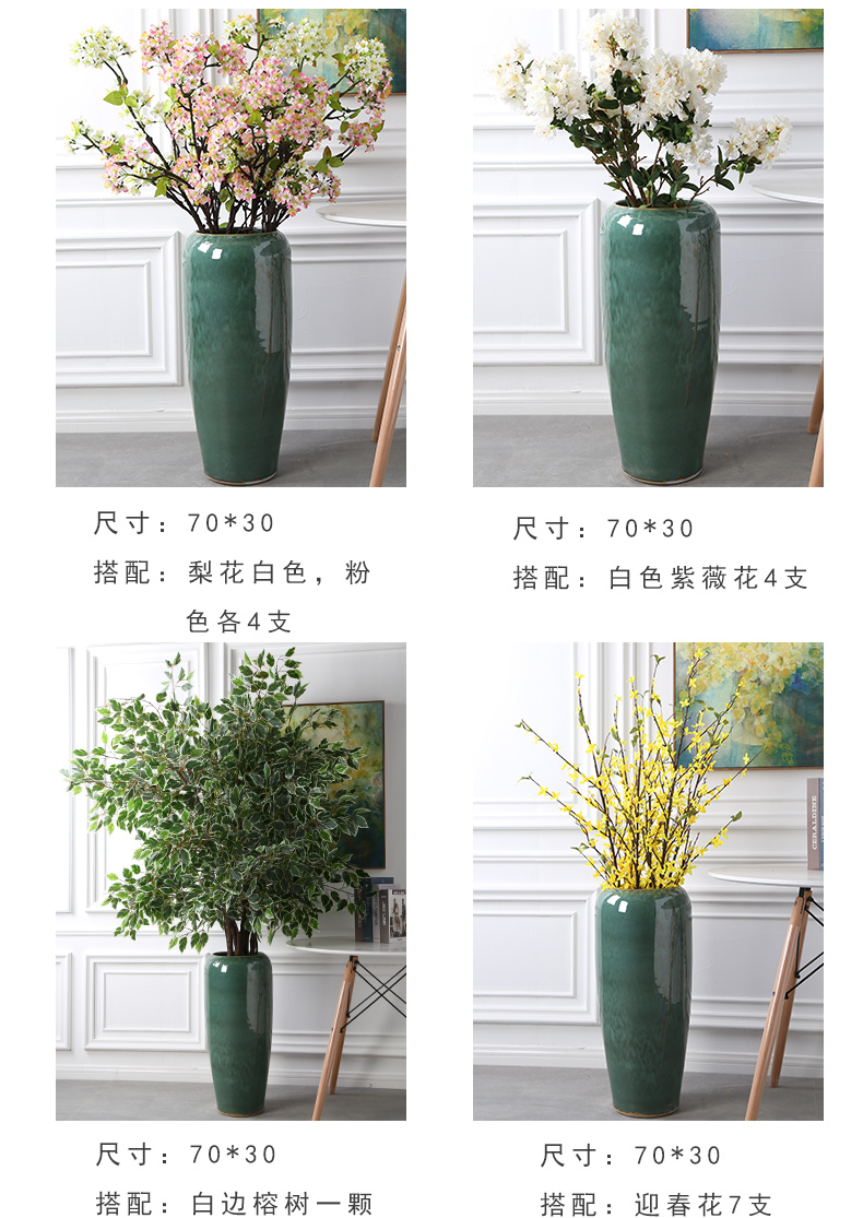 Jingdezhen landing big vase fake flowers furnishing articles sitting room furniture decoration landing simulation flower arrangement home decor