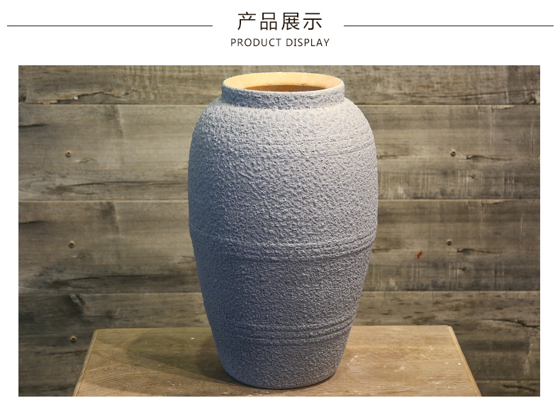 Jingdezhen nostalgic retro simulation flower adornment mesa coarse pottery vase furnishing articles sitting room villa hotel flower arranging flowers