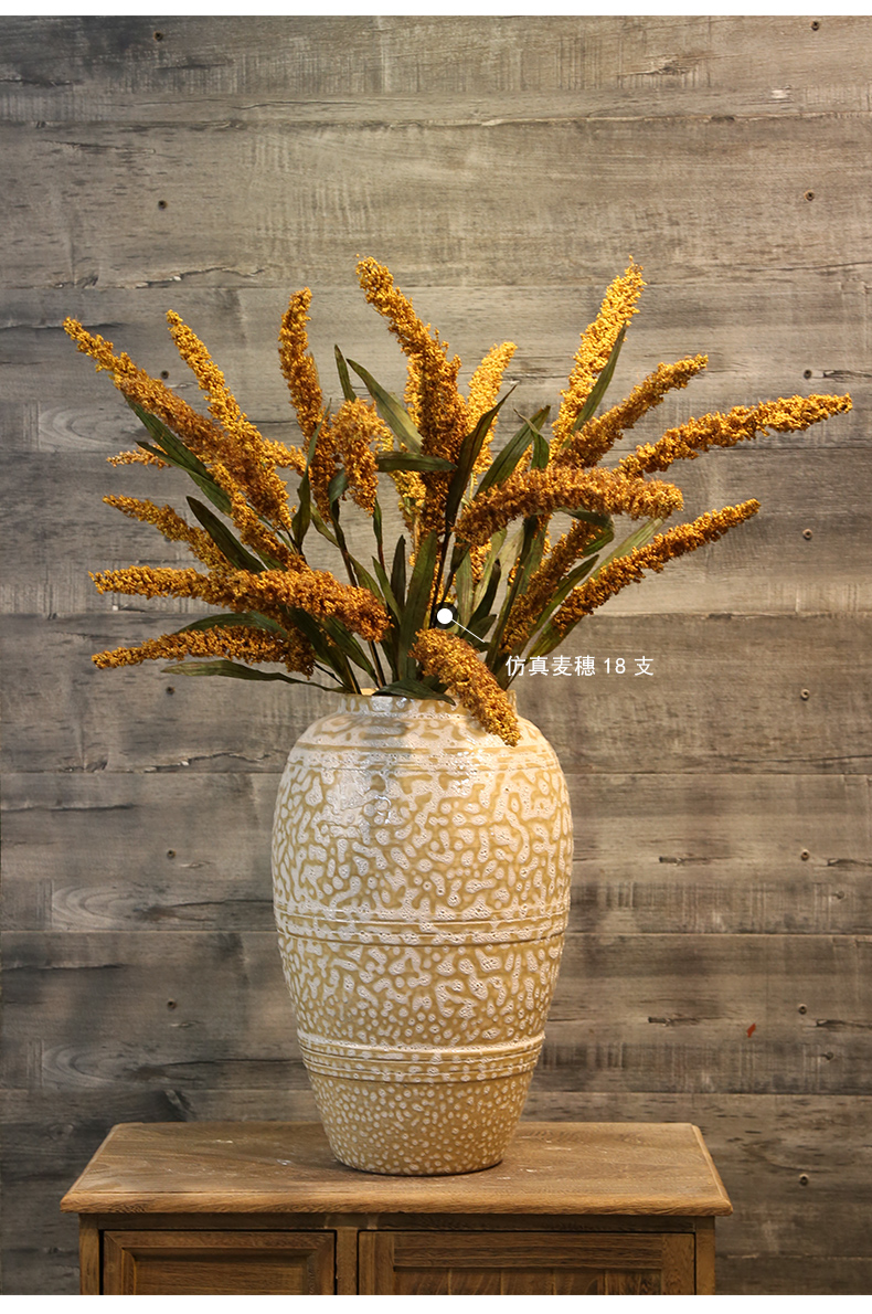 Coarse pottery vase retro mesa teahouse club house decoration flower between example simulation flower ceramic flower decoration furnishing articles