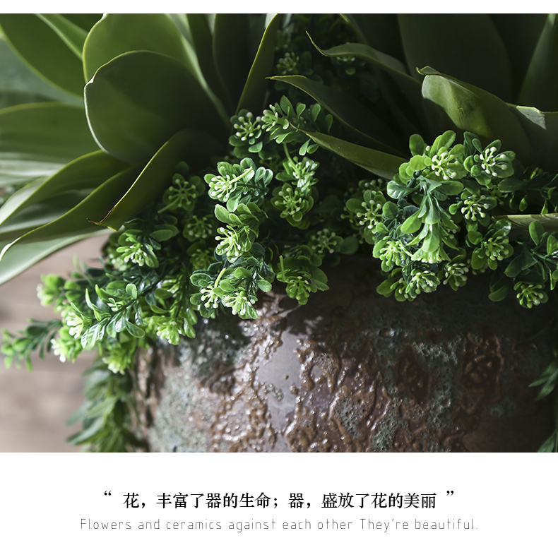 Jingdezhen creative coarse pottery restoring ancient ways of large vases, ceramic decoration in the sitting room place Chinese artificial flower flowers