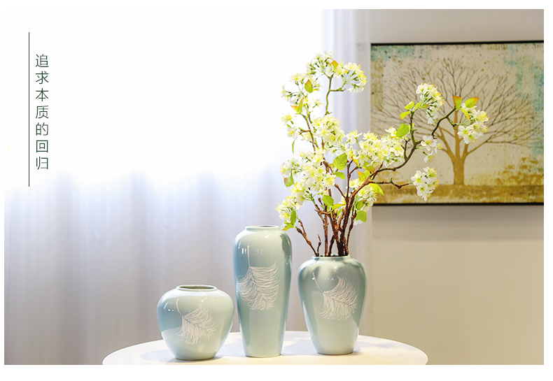 Jingdezhen ceramic checking painting mesa vase club show new Chinese style adornment flowers in the living room small place