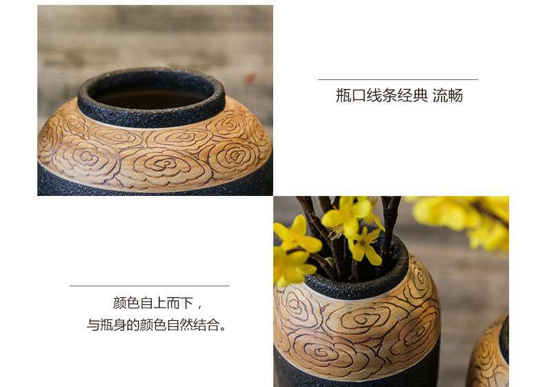 Manual its coarse pottery machine ceramic vase crispy noodles restoring ancient ways furnishing articles study of sitting room tea table decoration flower flower art