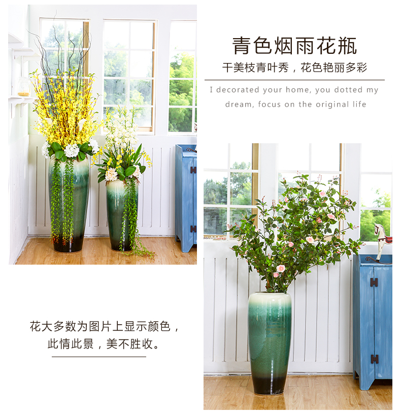 Jingdezhen ceramic floor living room big vase hall club entity decoration flower flower flower implement simulation suits for