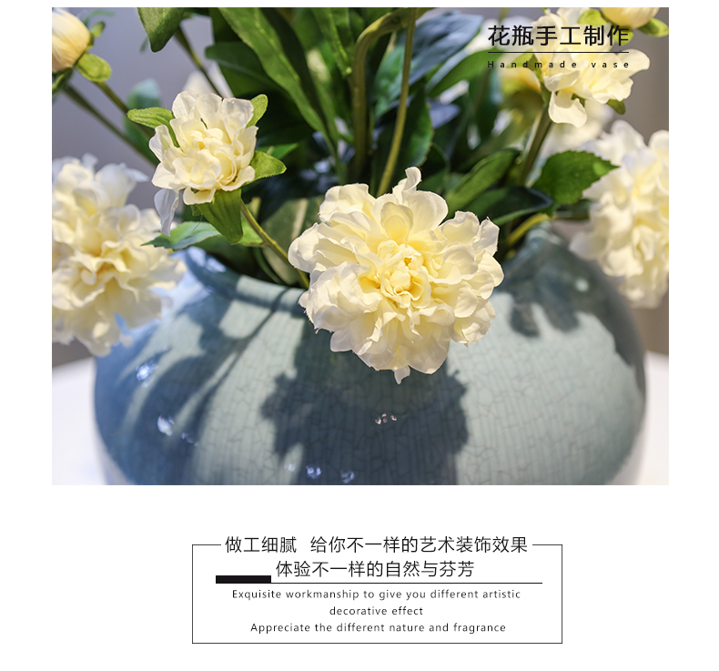 Mesa of jingdezhen ceramic vase sitting room hotel villa decoration decoration flower implement crack glaze furnishing articles simulation flower art