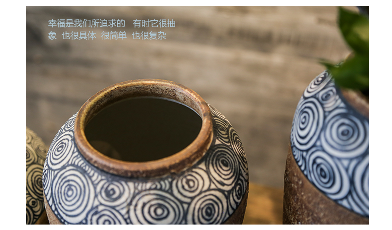 Coarse pottery vase mesa jingdezhen industrial wind restoring ancient ways flower earthenware jar creative ceramic sitting room adornment is placed