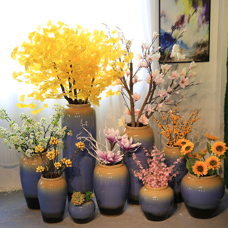 New Chinese style decoration of jingdezhen ceramics is increasing in sitting room club flower vase in the hotel lobby furnishing articles simulation flower flower