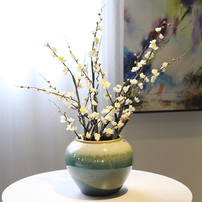New Chinese style table vase jingdezhen ceramic flower flower implement simulation flower decoration living room TV cabinet table furnishing articles