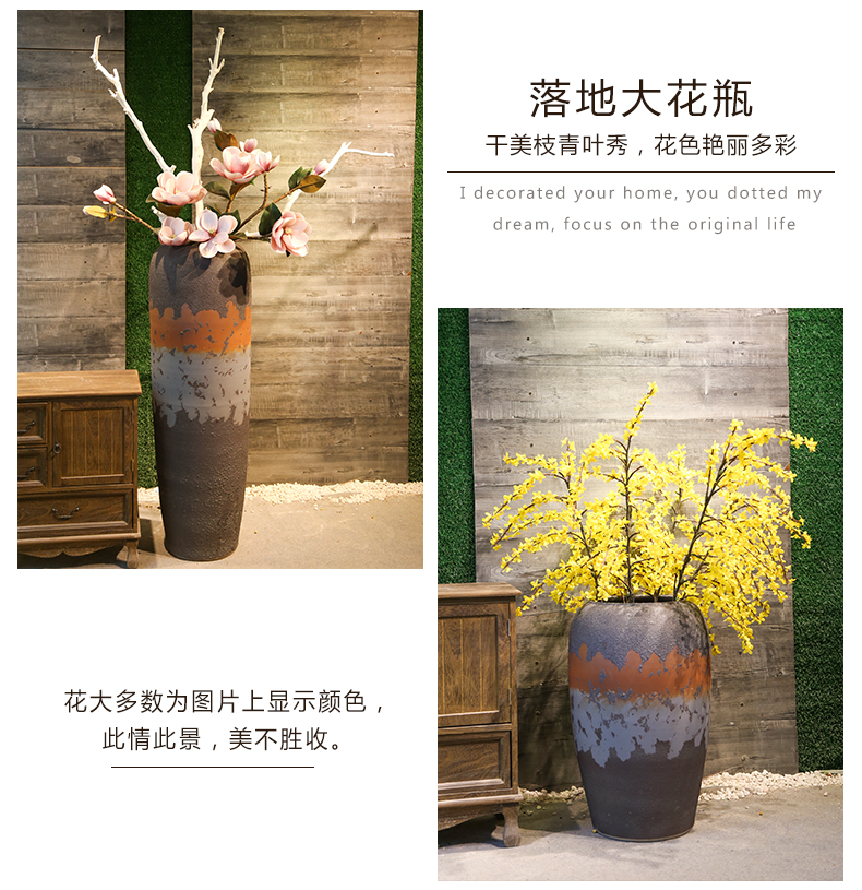 Jingdezhen coarse pottery vase retro nostalgia of large industrial contracted wind mesa simulation flower ceramic flower receptacle