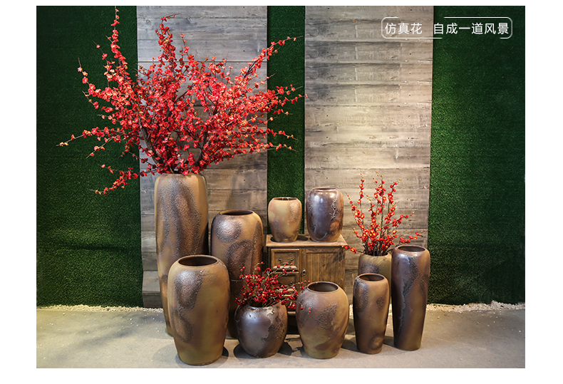 Jingdezhen coarse pottery pottery vase restoring ancient ways furnishing articles hotel villa decoration floor between example floral suit furnishing articles