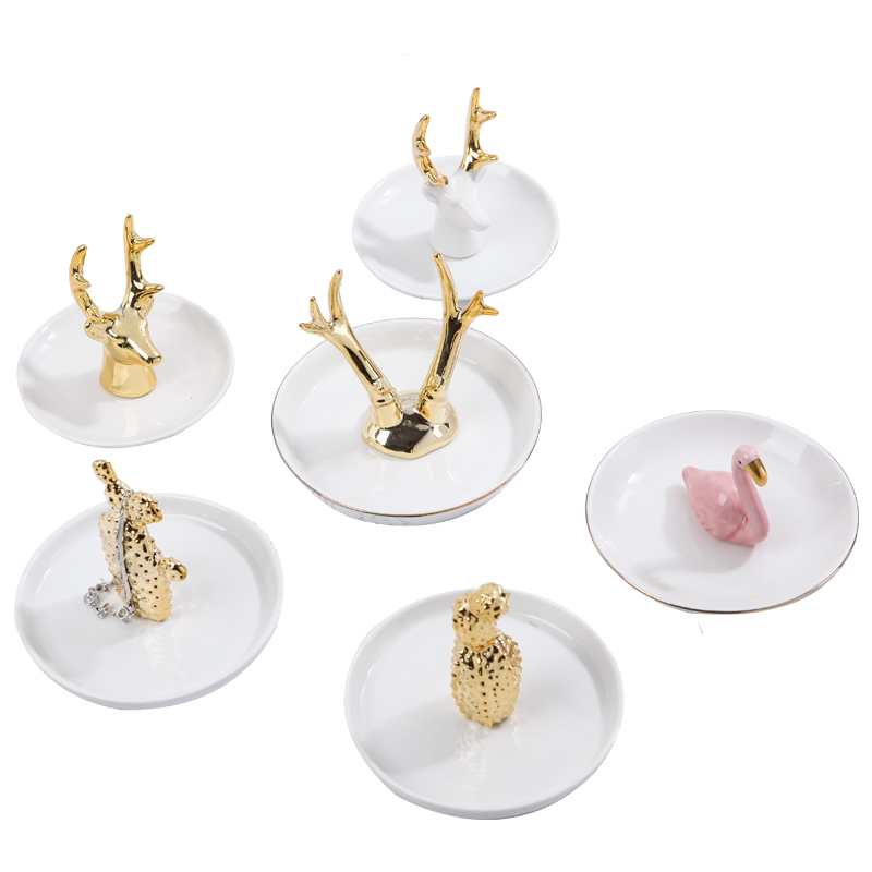 The Export quality ceramic jewelry wearing jewelry necklace gold jewelry tray antlers receive plate of flamingos small place