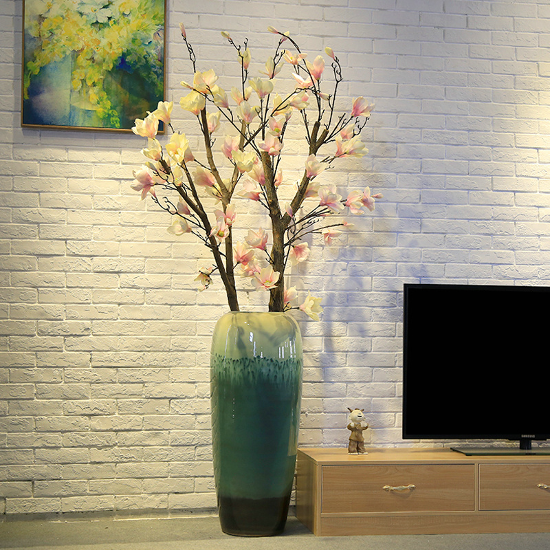 New Chinese style large landing simulation flower decoration ceramic vase sitting room big flower flower implement furnishing articles hotel decoration