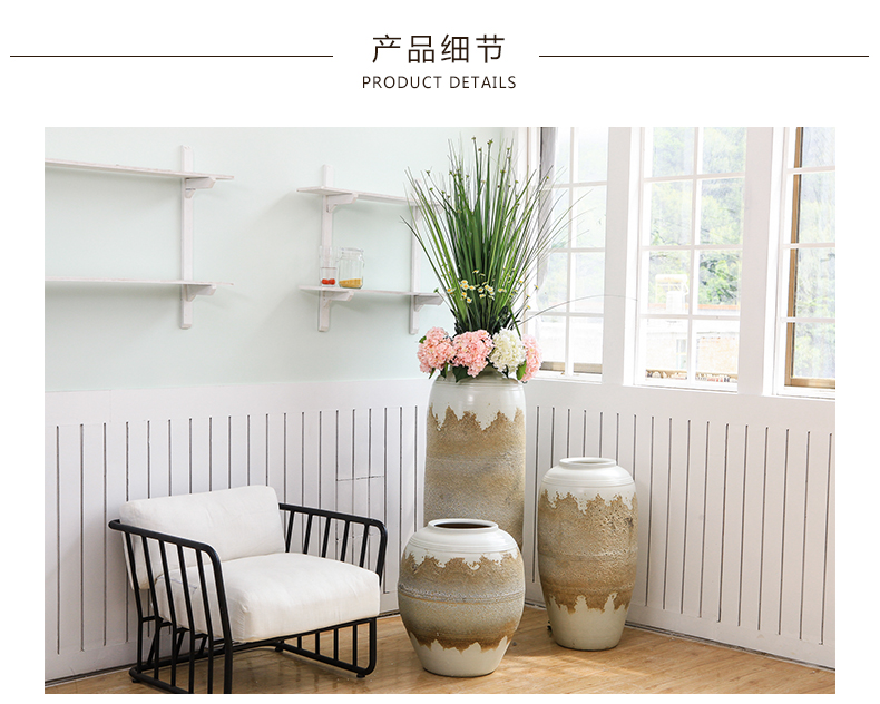 Jingdezhen retro creative pastoral big vase hotel lobby villa garden decoration floral landing place