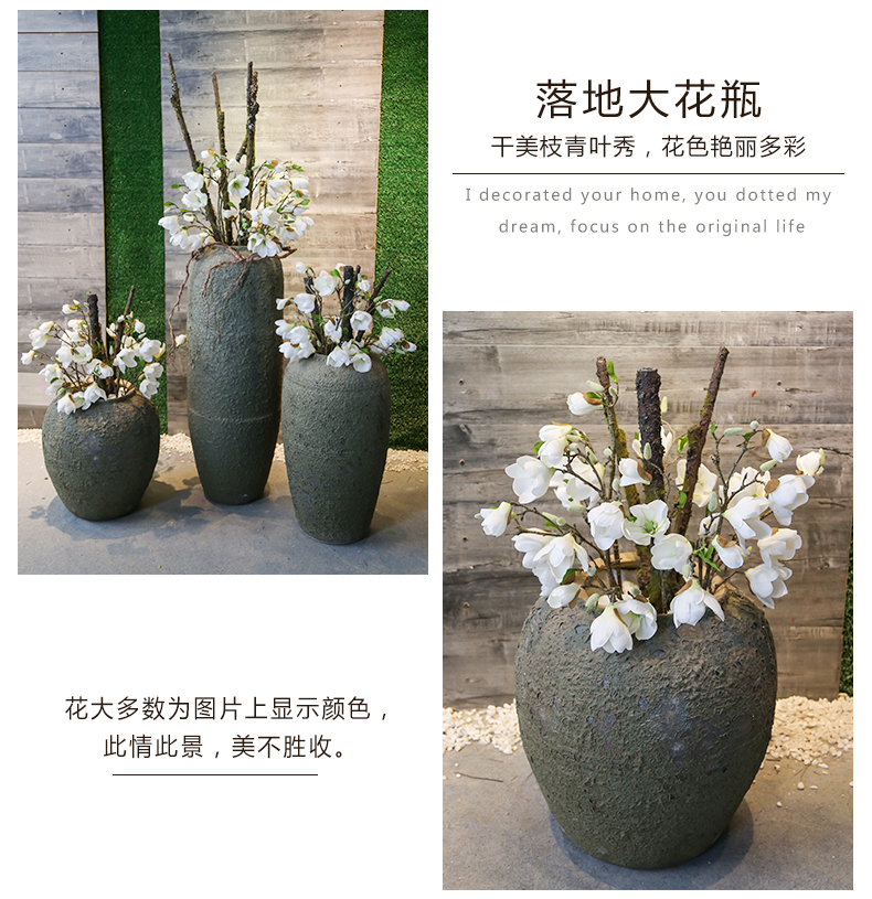 Jingdezhen coarse pottery to restore ancient ways suit flower, the sitting room of large flower implement simulation club villa ceramic furnishing articles