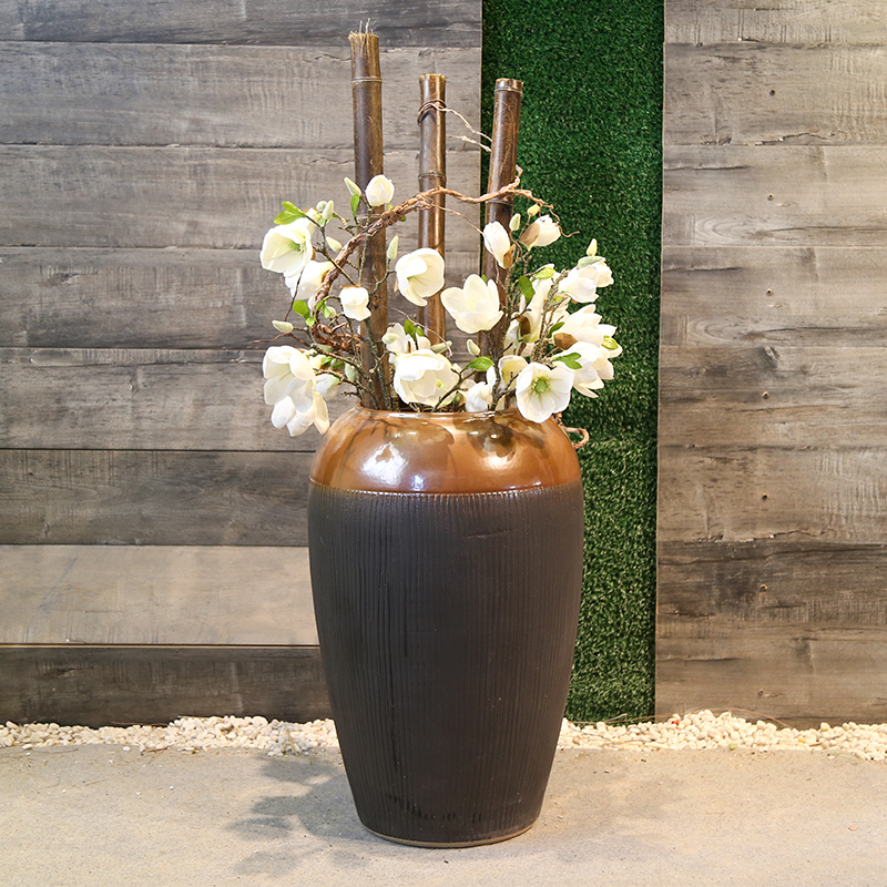 Coarse pottery restoring ancient ways of large POTS of jingdezhen ceramic vase sitting room flower arranging place of new Chinese style simple decorations