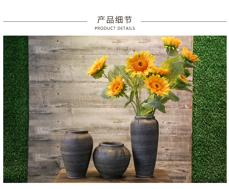 Jingdezhen ceramic craft simple Chinese style restoring ancient ways is coarse pottery vase nostalgic flower implement simulation flowers floral decoration furnishing articles