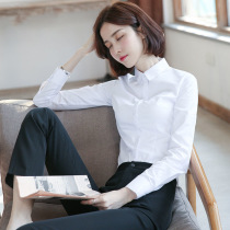 Spring long sleeve Career dress V collar blouse Womens new white twill shirt woman to work clothes for a positive spring