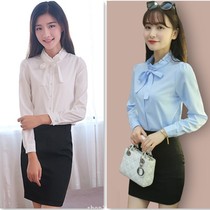 Korean Edition Professional Dress White Shirt Woman 2022 Spring Dress New Long Sleeve Blouse Loose Big Code Butterfly Knot Shirt Woman