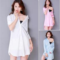 Spring clothing blouse Women in Korean version with long style big code white shirt woman 2022 new long sleeve spring clothes womens clothing