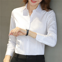 Korean version of business dress white shirt women's 2021 autumn long sleeve overalls civil service interview clothes formal dress large size shirt