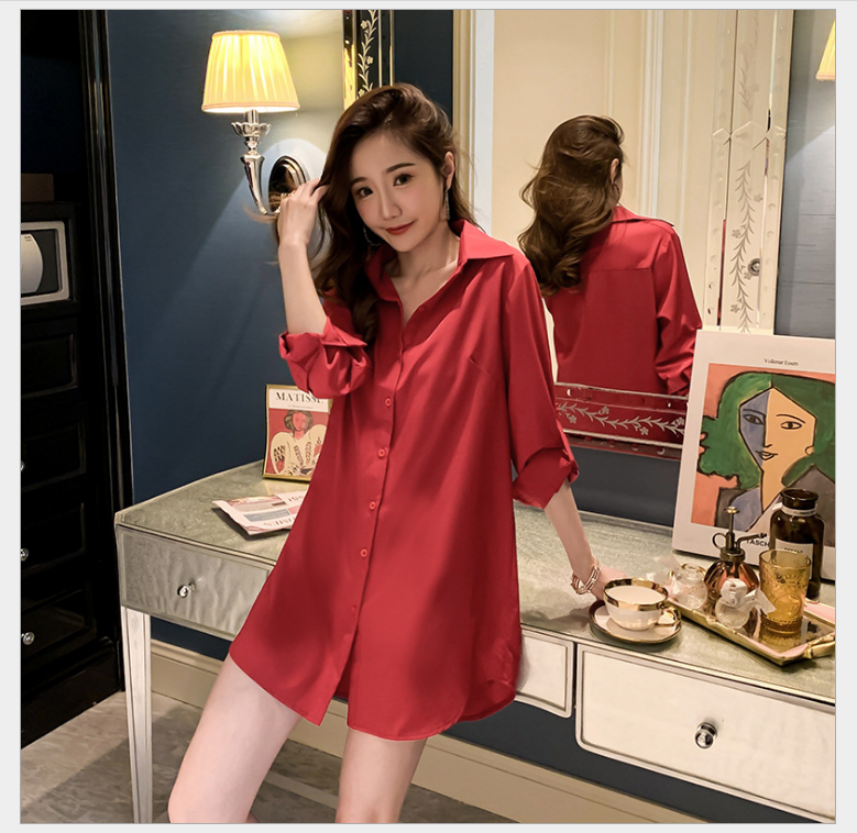 Mid-length white shirt women's 2022 autumn new long-sleeved new Korean fan BF style loose all-match cardigan top women