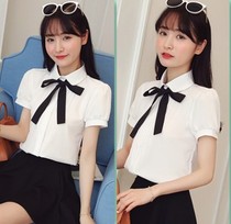 Business dress white shirt women's 2021 summer dress doll collar short sleeve teacher interview loose student women's shirt to work