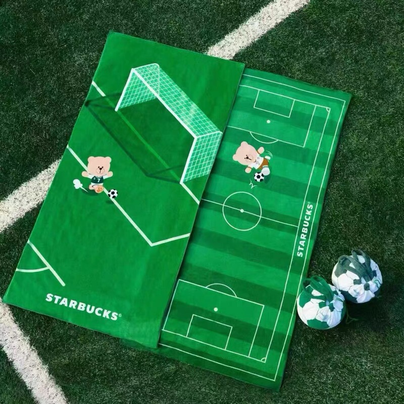 Starbucks World Cup Dream Chasing Football Storage Beach Towel Water Absorbent Quick-Drying Outdoor Portable Bath Towel Sports Towel