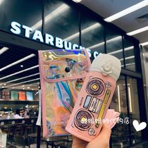 Starbucks 2021 Guo Bi Ting with the same laser back cup cover The magician pink tape recorder speaker insulated cup